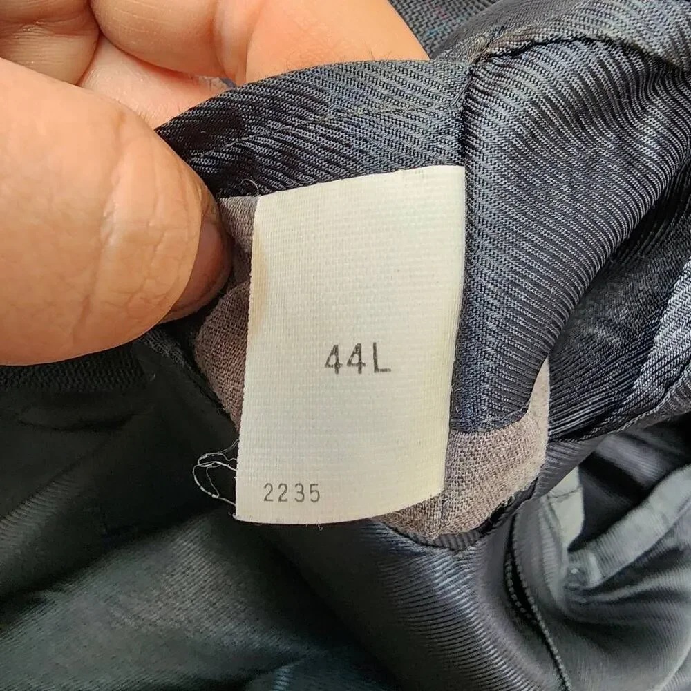 Oscar de la Renta Gray Plaid Wool Sport Coat Blazer Mens 44L Two Button
